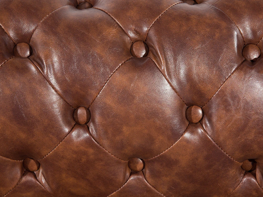 Beliani Trivietė sofa CHESTERFIELD dirbtinė oda aukso ruda