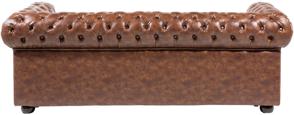 Beliani Trivietė sofa CHESTERFIELD dirbtinė oda aukso ruda