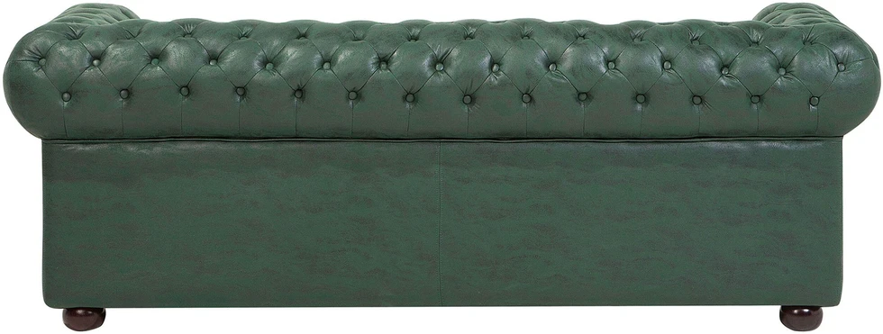 Beliani Trivietė sofa CHESTERFIELD iš ekologiškos odos, žalia