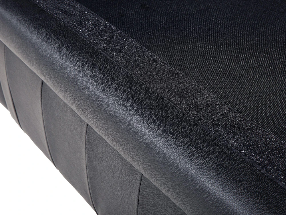 Beliani Trivietė sofa CHESTERFIELD Natūrali oda Juoda