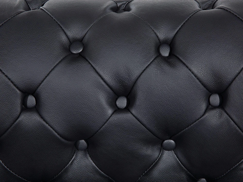 Beliani Trivietė sofa CHESTERFIELD Natūrali oda Juoda