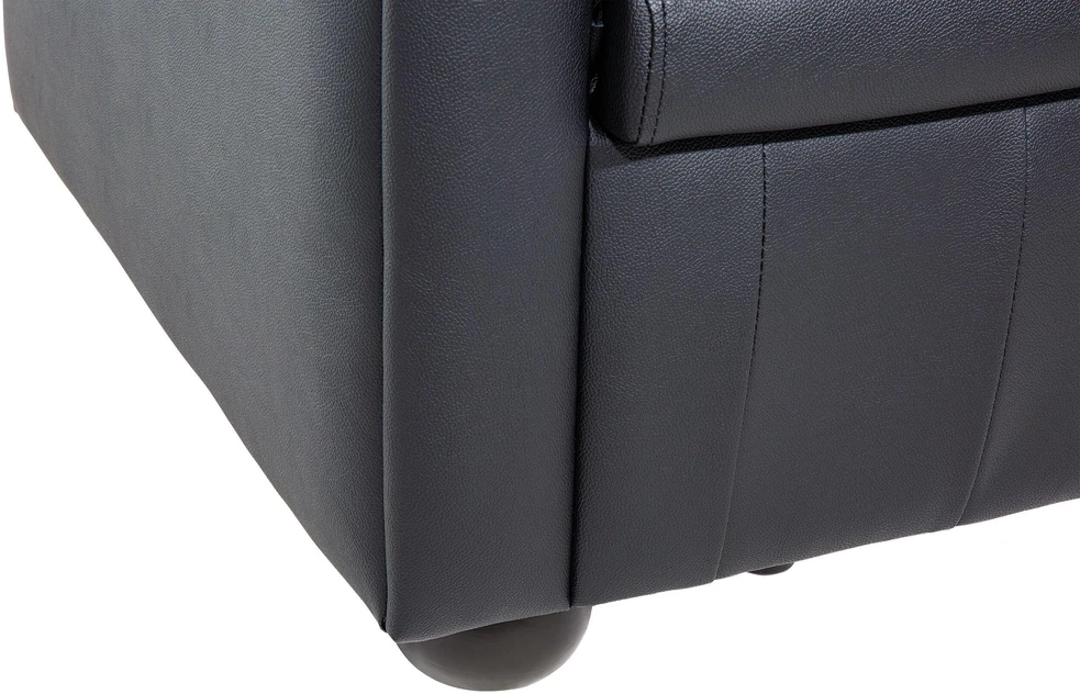 Beliani Trivietė sofa CHESTERFIELD Natūrali oda Juoda