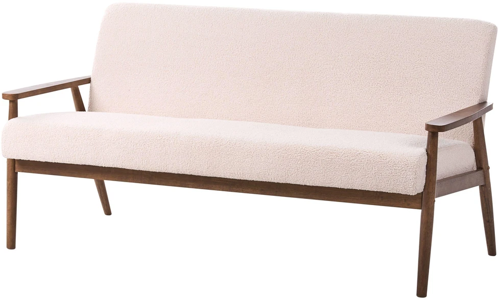 Beliani Trivietė sofa ESRUM Boucle tamsiai ruda/smėlio spalvos