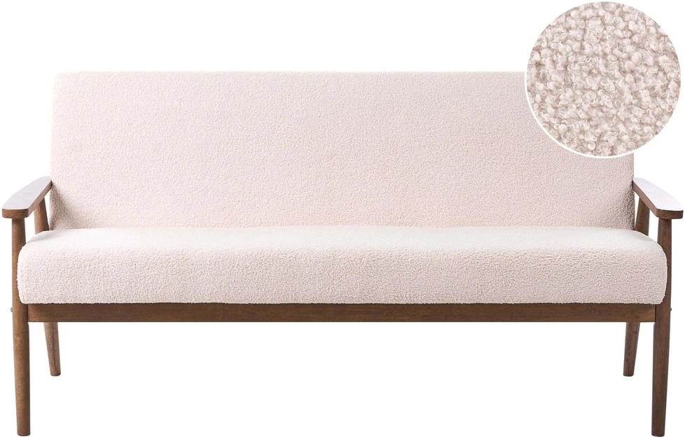 Beliani Trivietė sofa ESRUM Boucle tamsiai ruda/smėlio spalvos