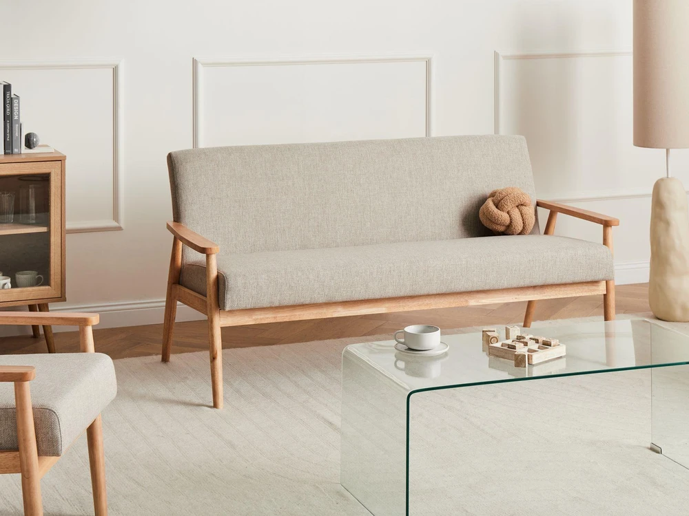 Beliani Trivietė sofa ESRUM šviesiai ruda / pilka