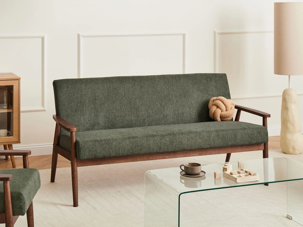 Beliani Trivietė sofa ESRUM tamsiai ruda / žalia