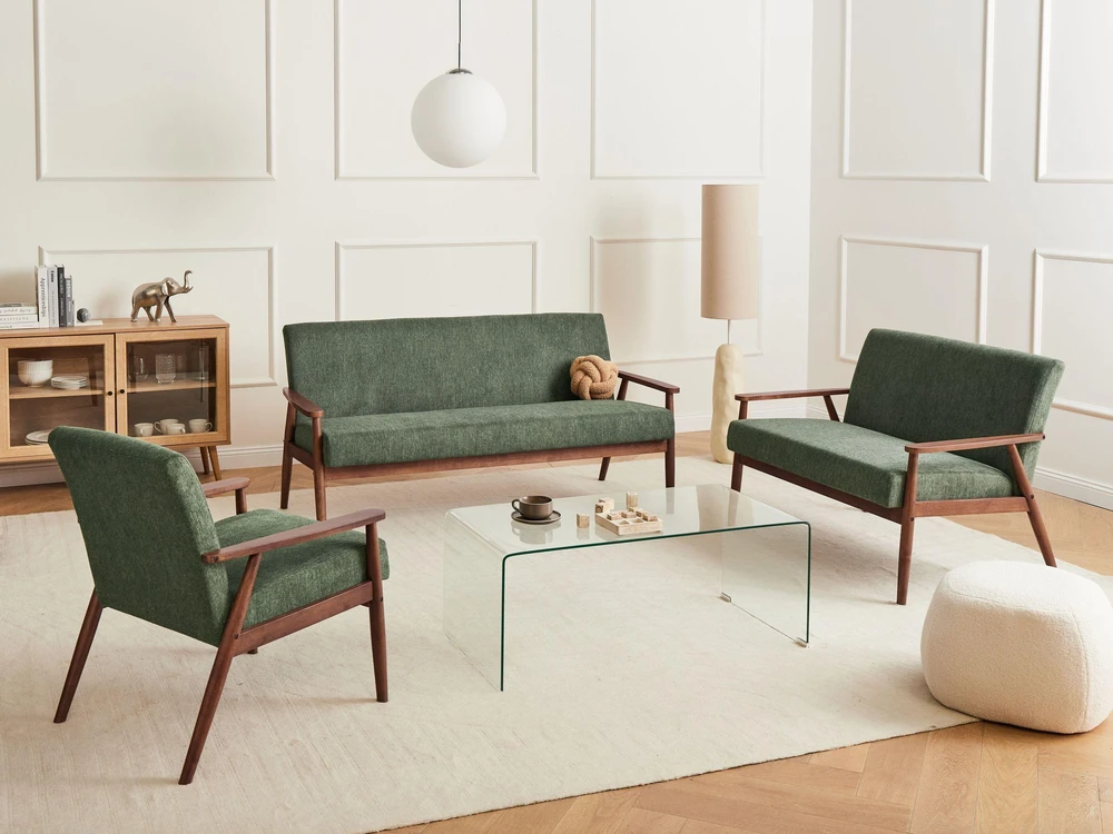 Beliani Trivietė sofa ESRUM tamsiai ruda / žalia