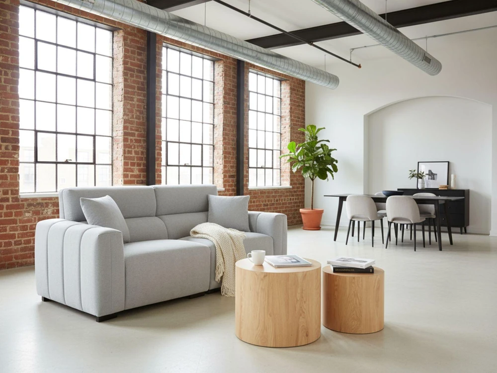 Beliani Trivietė sofa FAUSKAN Mėlyna