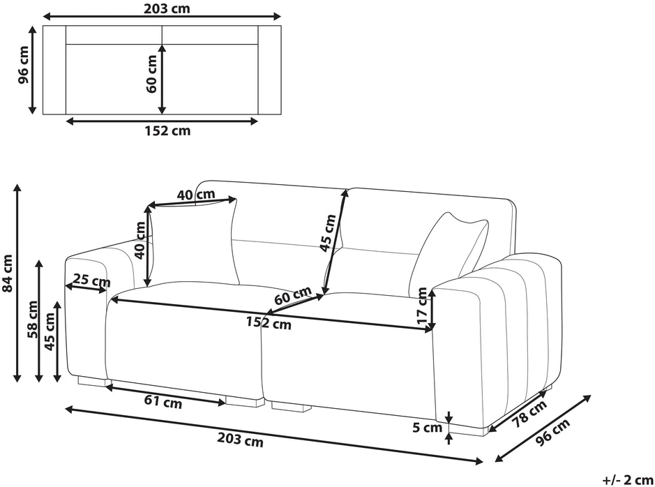 Beliani Trivietė sofa FAUSKAN šviesiai smėlio spalvos