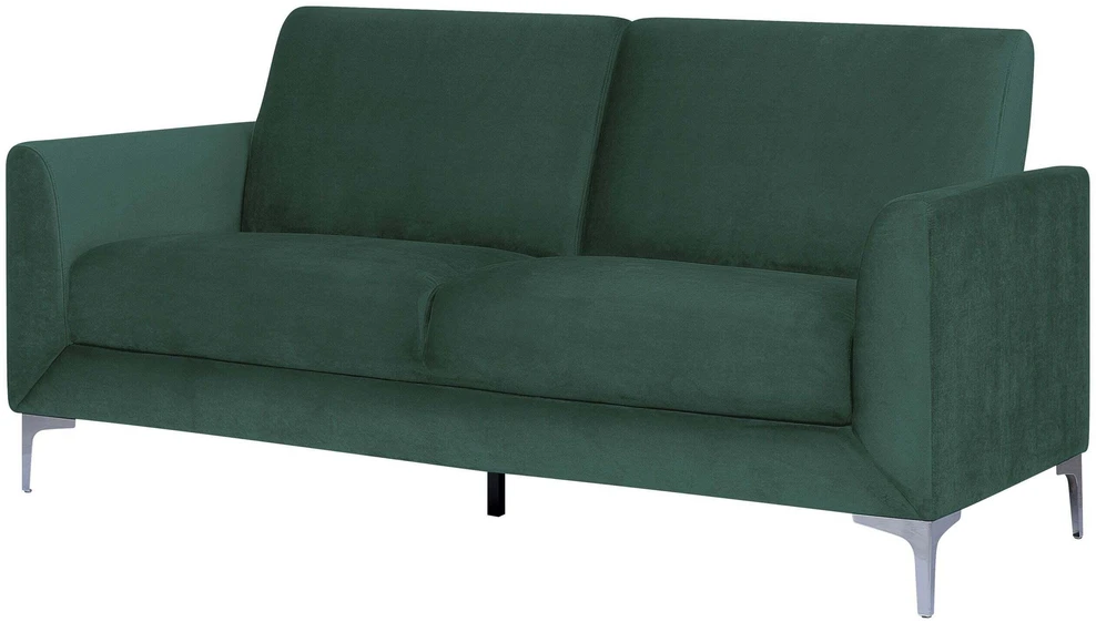 Beliani Trivietė sofa FENES, veliūras, tamsiai žalia