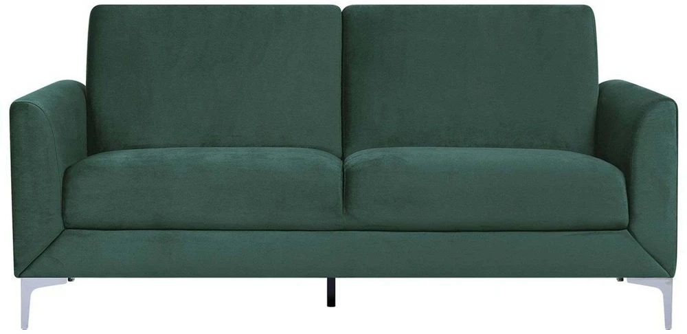 Beliani Trivietė sofa FENES, veliūras, tamsiai žalia