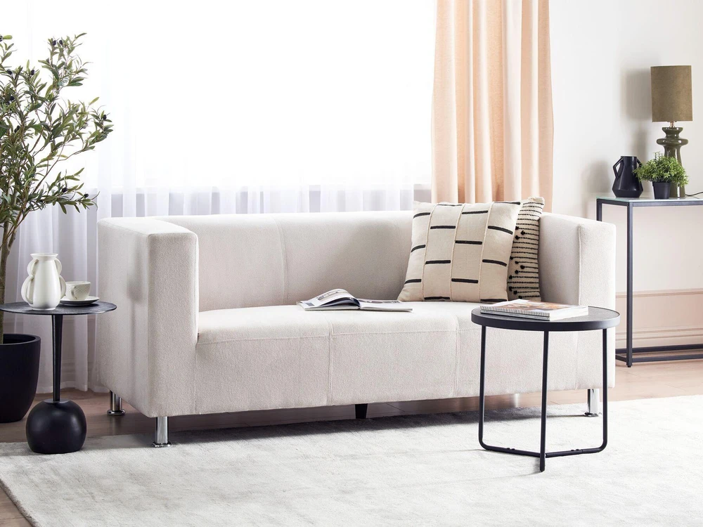 Beliani Trivietė sofa FLORO, šenilas, balta