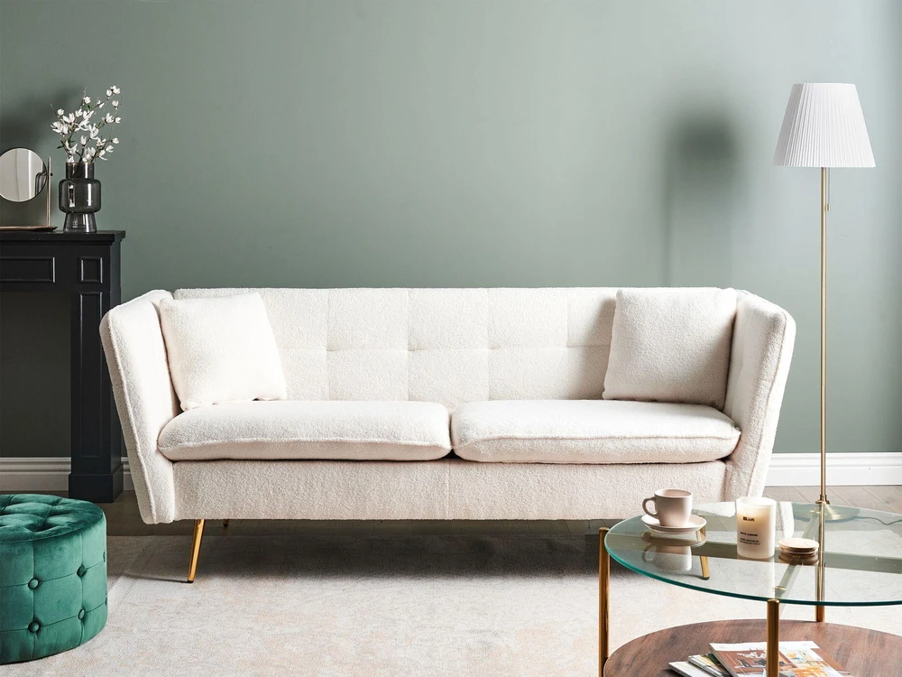 Beliani Trivietė sofa FREDERICA, bouclé audinys, balta