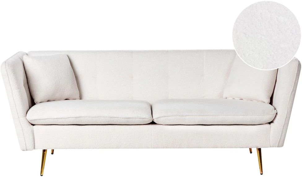 Beliani Trivietė sofa FREDERICA, bouclé audinys, balta
