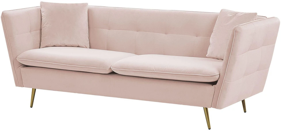 Beliani Trivietė sofa FREDERICA veliūrinė rožinė