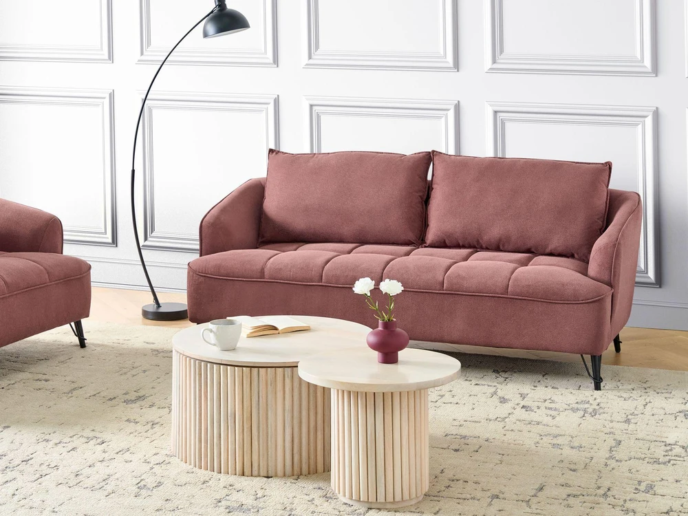 Beliani Trivietė sofa HOBRO burgundo spalvos