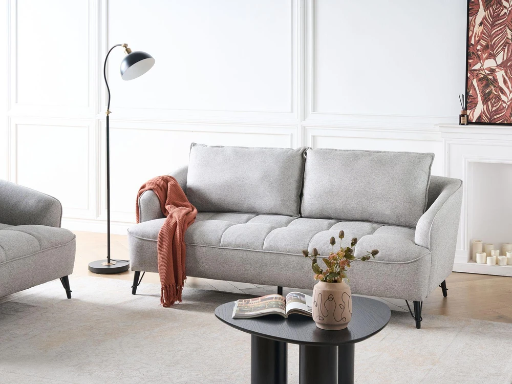 Beliani Trivietė sofa HOBRO šviesiai pilka