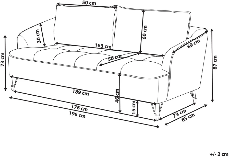 Beliani Trivietė sofa HOBRO šviesiai ruda