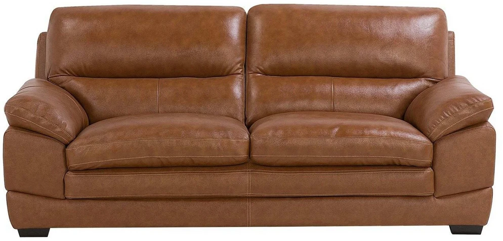 Beliani Trivietė sofa HORTEN Natūrali oda Auksinė ruda