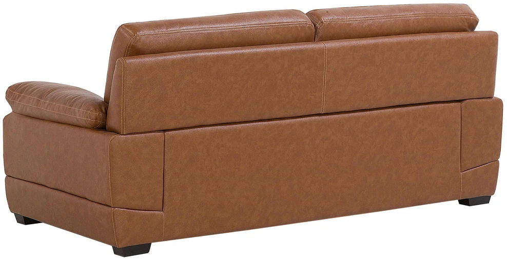 Beliani Trivietė sofa HORTEN Natūrali oda Auksinė ruda