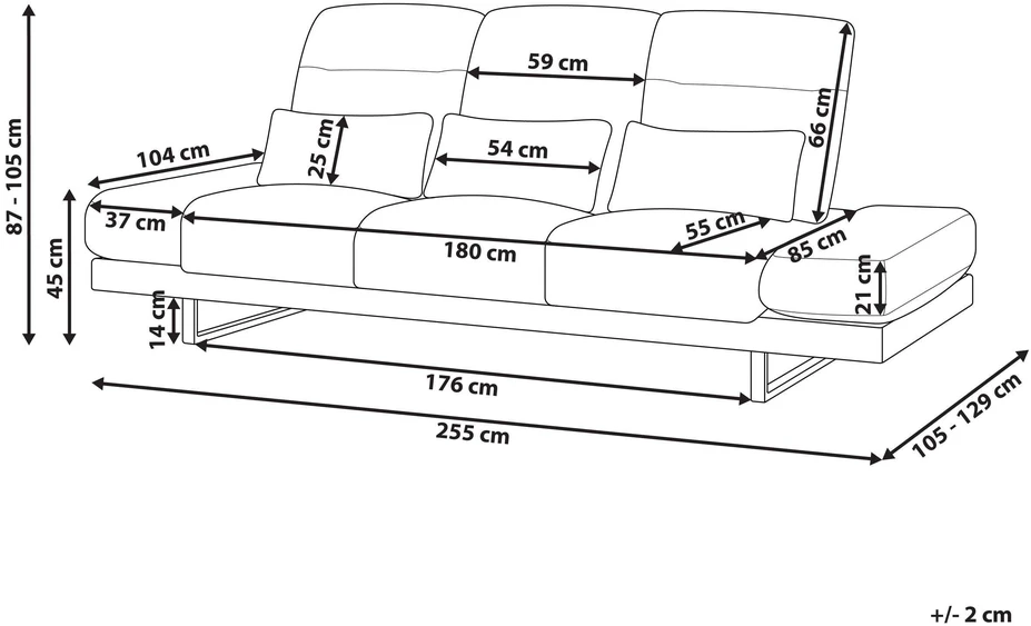 Beliani Trivietė sofa IKAST, kreminė