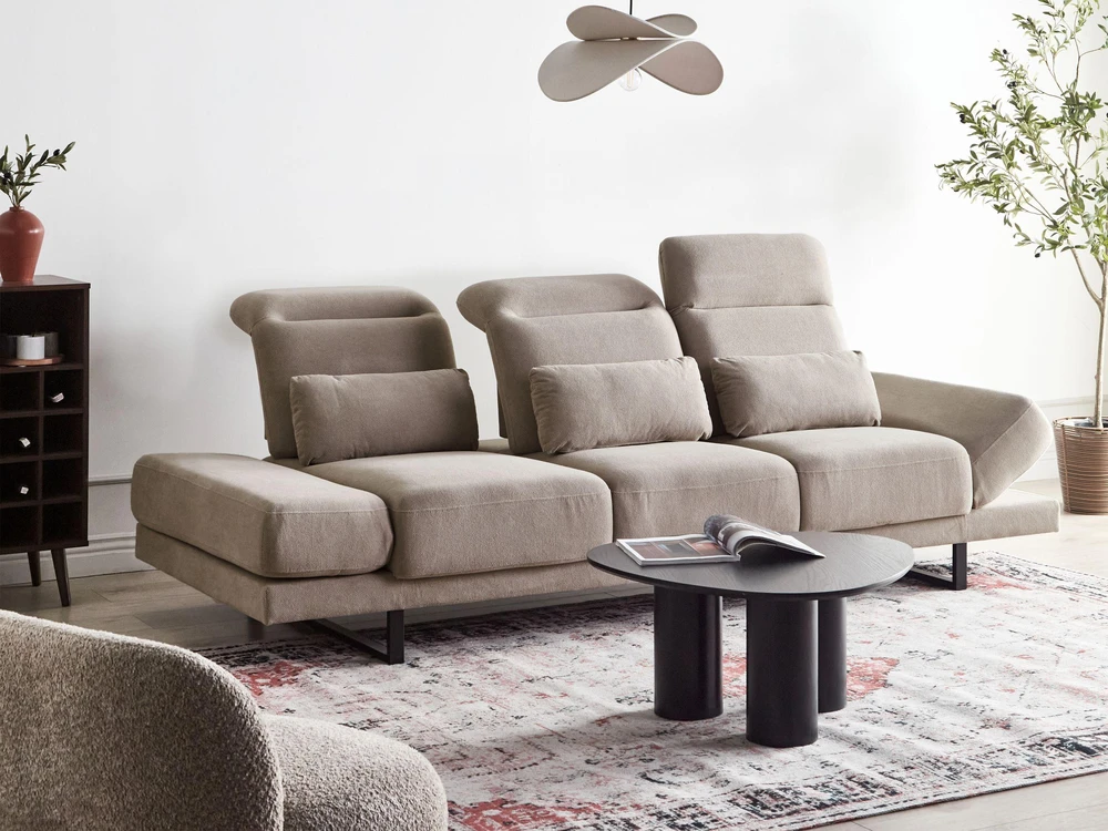 Beliani Trivietė sofa IKAST smėlio ir pilkos spalvos