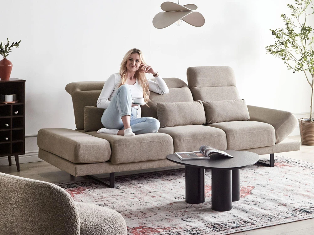 Beliani Trivietė sofa IKAST smėlio ir pilkos spalvos