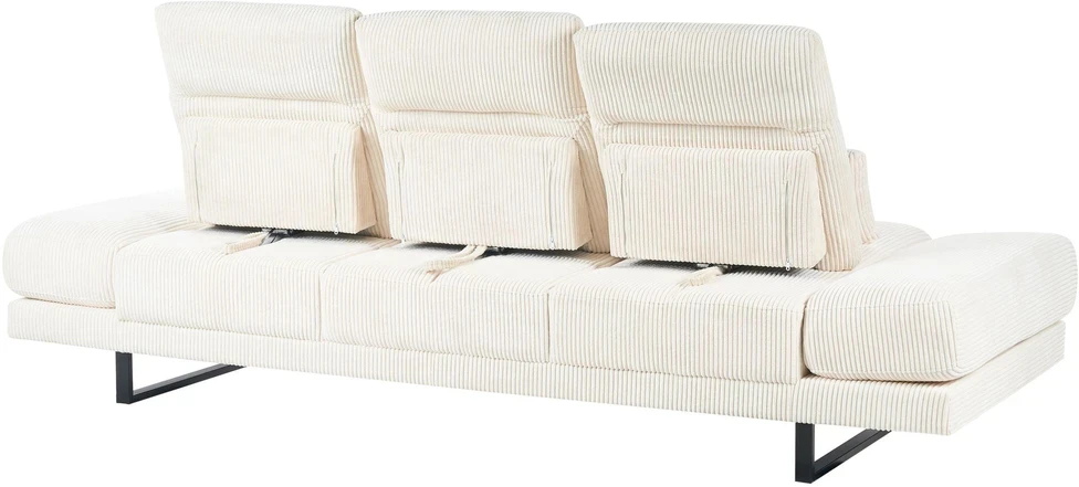 Beliani Trivietė sofa IKAST, velvetinis audinys, šviesiai smėlio spalvos