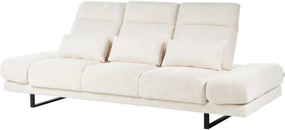 Beliani Trivietė sofa IKAST, velvetinis audinys, šviesiai smėlio spalvos