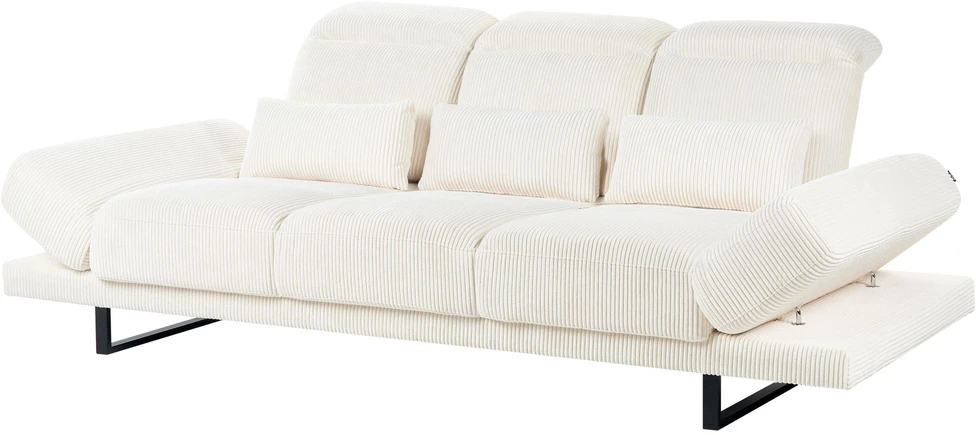 Beliani Trivietė sofa IKAST, velvetinis audinys, šviesiai smėlio spalvos