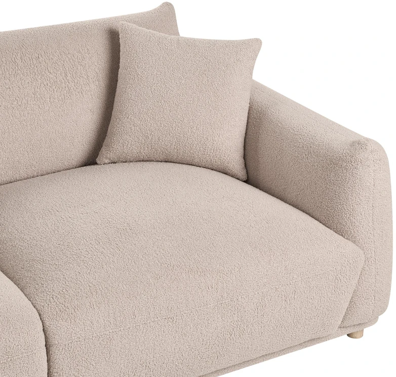 Beliani Trivietė sofa JUBEK, boucle, smėlio spalvos