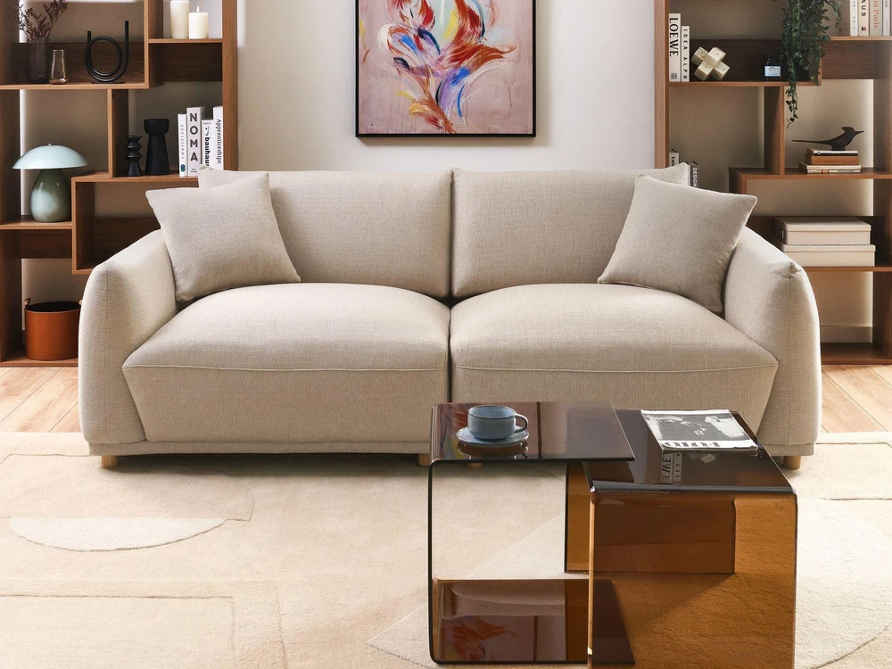 Beliani Trivietė sofa JUBEK, smėlio spalvos