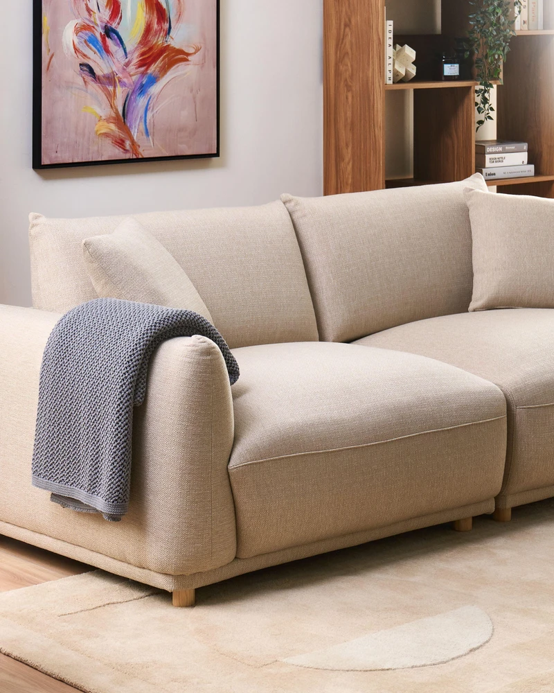 Beliani Trivietė sofa JUBEK, smėlio spalvos