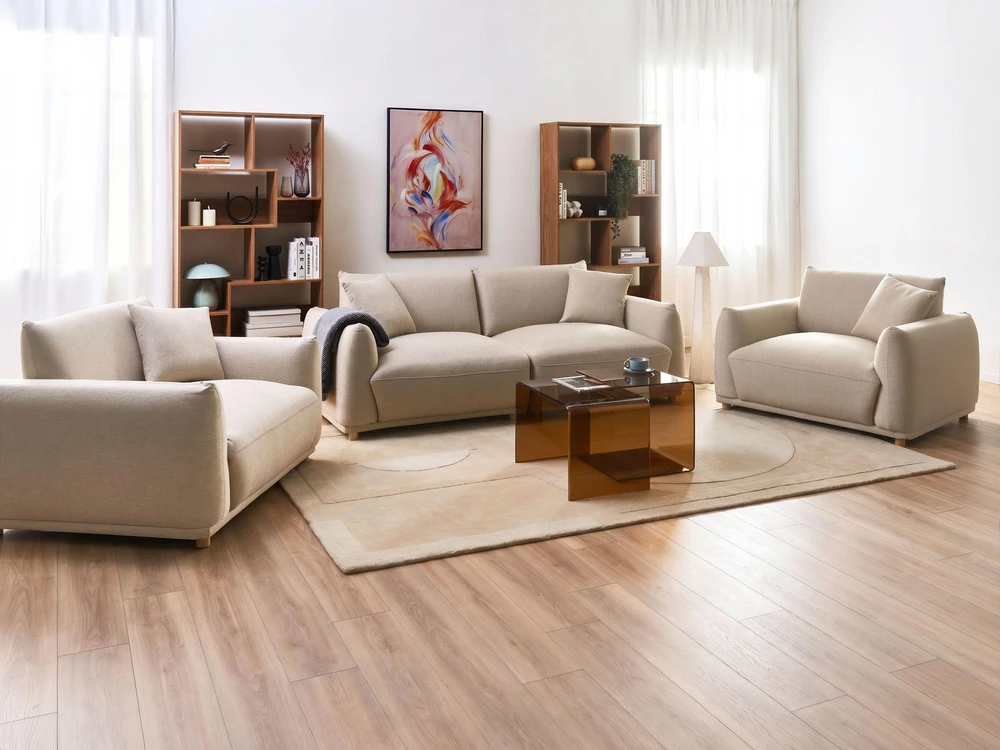Beliani Trivietė sofa JUBEK, smėlio spalvos