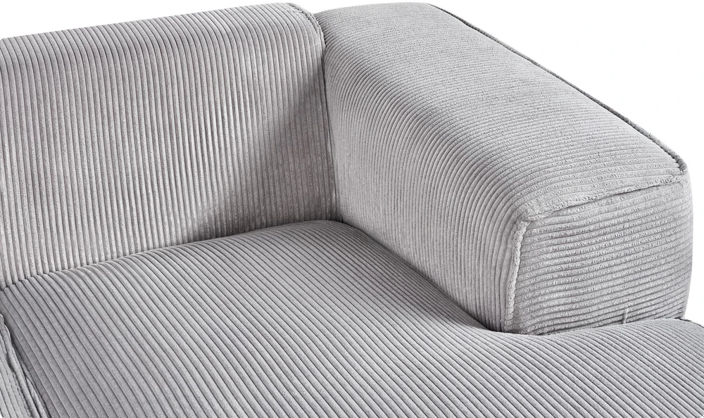 Beliani Trivietė sofa kampinė DOLVA, velvetinis audinys, šviesiai pilka, kairinė