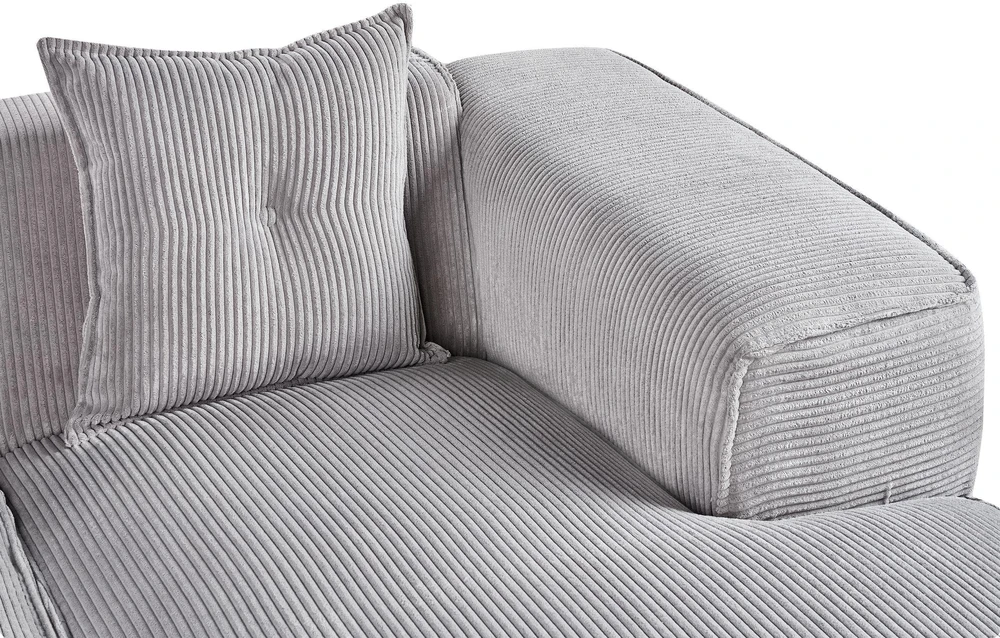 Beliani Trivietė sofa kampinė DOLVA, velvetinis audinys, šviesiai pilka, kairinė