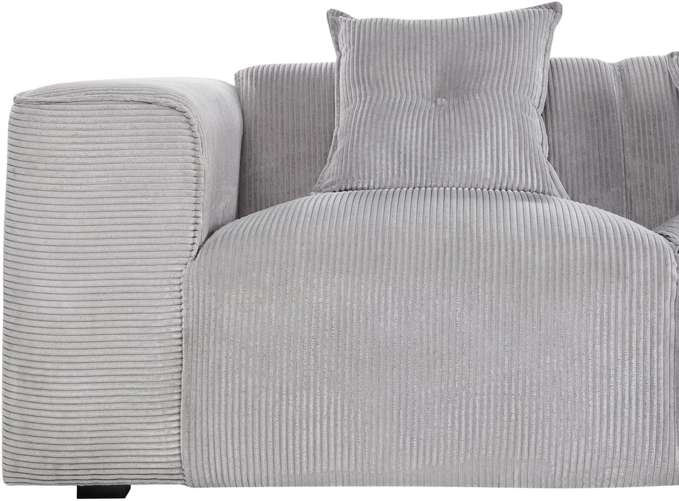 Beliani Trivietė sofa kampinė DOLVA, velvetinis audinys, šviesiai pilka, kairinė
