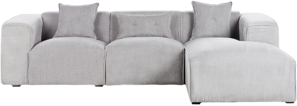 Beliani Trivietė sofa kampinė DOLVA, velvetinis audinys, šviesiai pilka, kairinė
