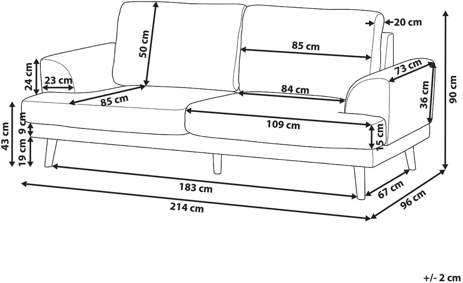Beliani Trivietė sofa KILDAL juoda