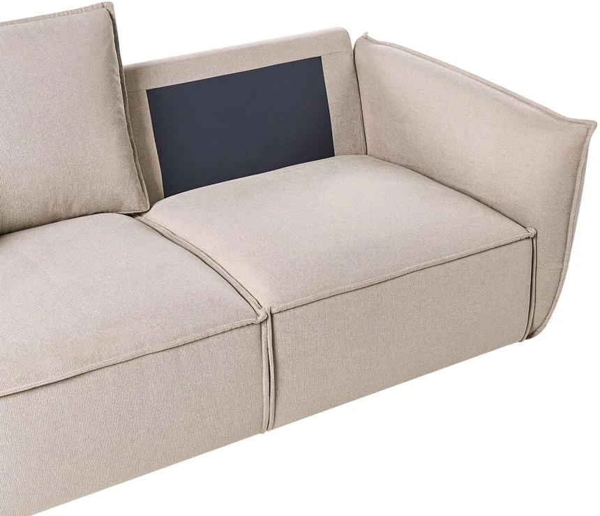Beliani Trivietė sofa KUNES smėlio spalvos
