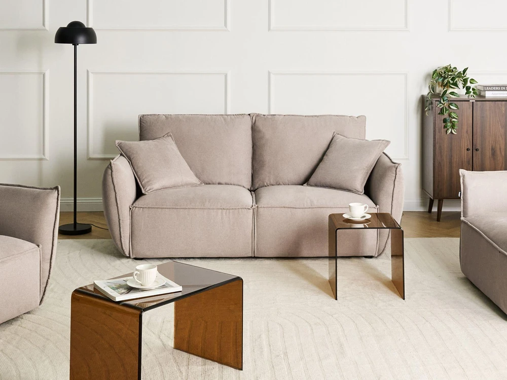 Beliani Trivietė sofa KUNES smėlio spalvos