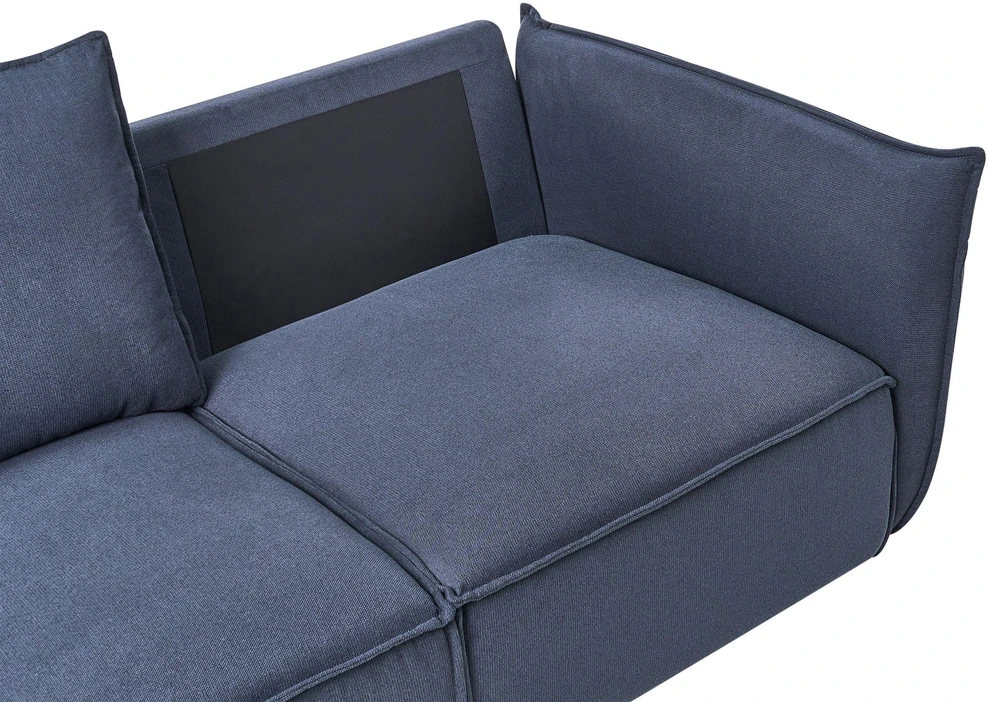 Beliani Trivietė sofa KUNES Tamsiai mėlyna
