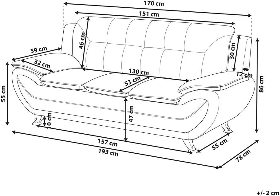 Beliani Trivietė sofa LEIRA, eko oda, balta