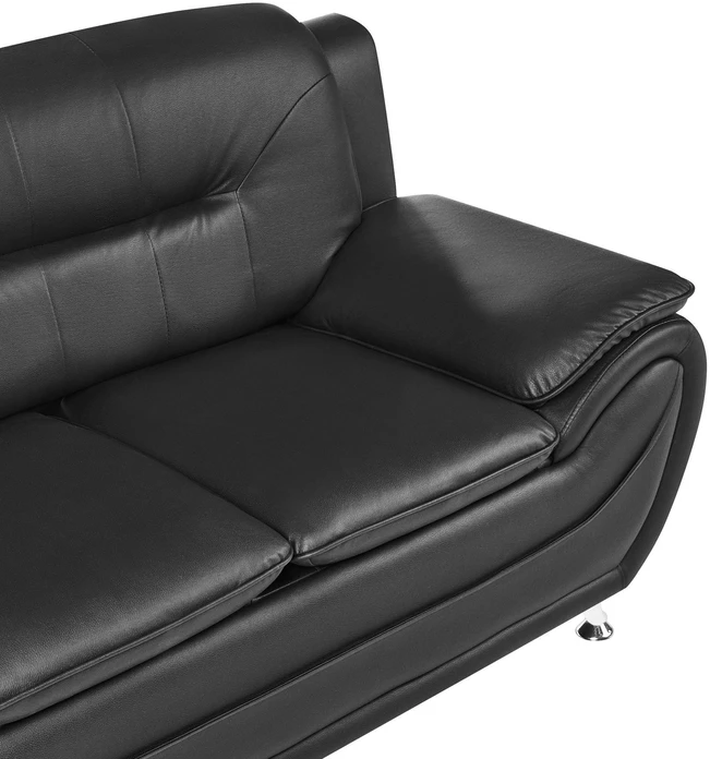 Beliani Trivietė sofa LEIRA, juoda, iš eko odos