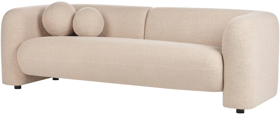Beliani Trivietė sofa LEIREN Boucle, smėlio spalvos