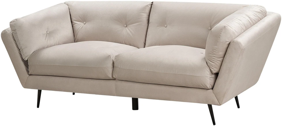 Beliani Trivietė sofa LENVIK, veliūras, smėlio spalva