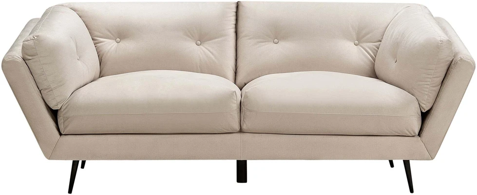 Beliani Trivietė sofa LENVIK, veliūras, smėlio spalva