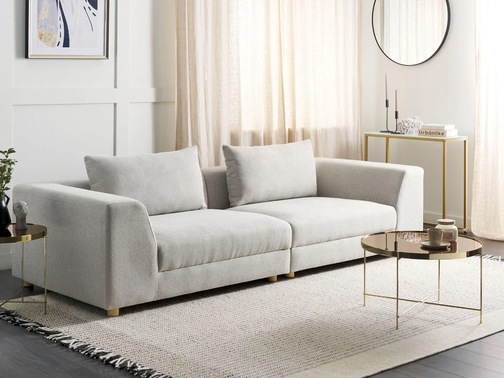 Beliani Trivietė sofa LERMON šviesiai pilka