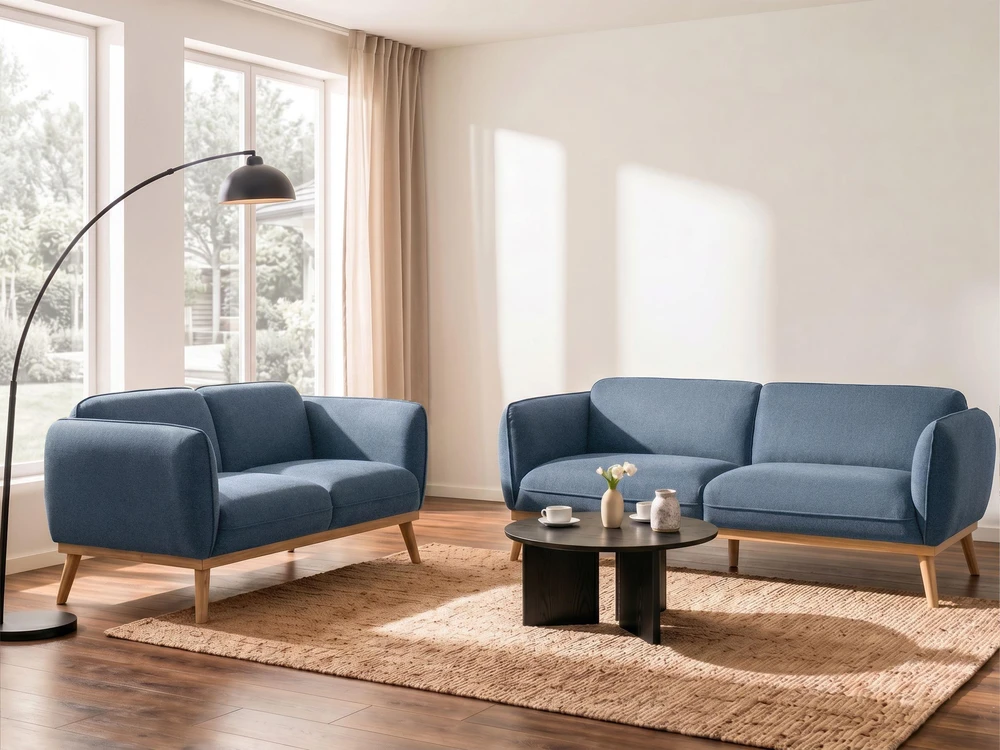 Beliani Trivietė sofa LJUNG, mėlyna