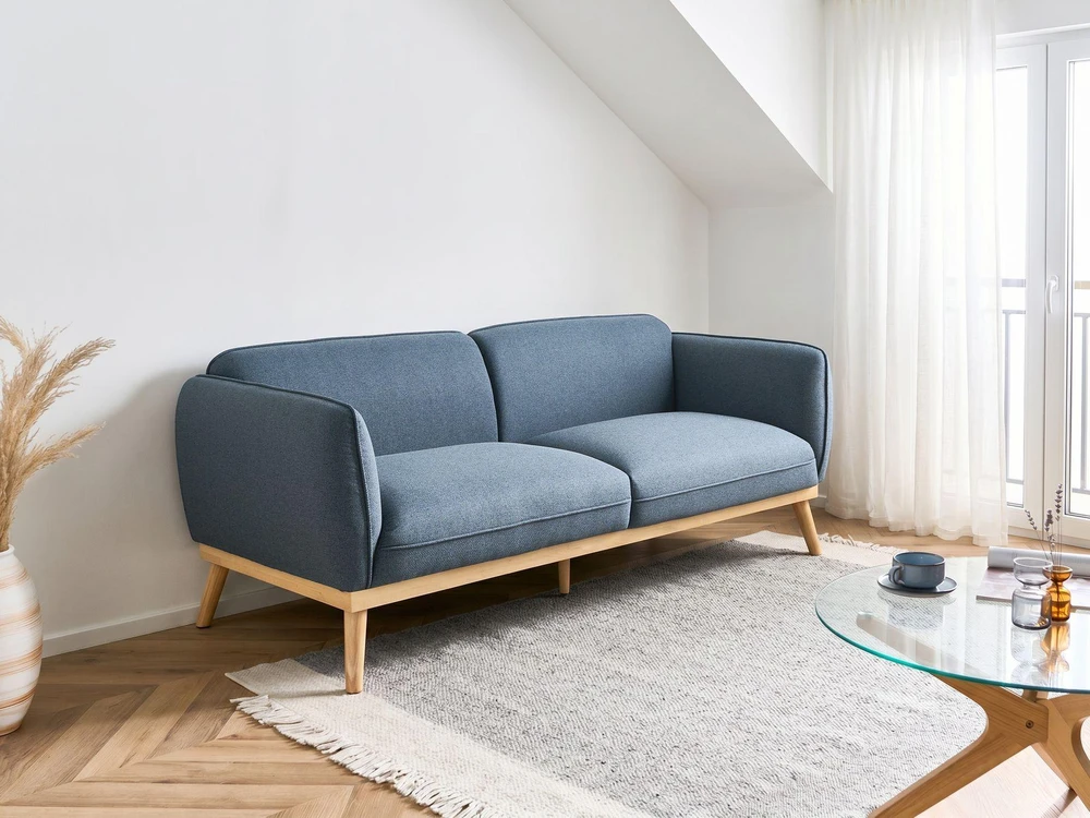 Beliani Trivietė sofa LJUNG, mėlyna
